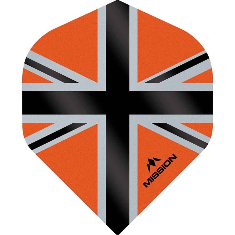Billaresbalsalobre Plumas Mission Darts No2 Std Alliance-X Union Jack Negro Naranja F3108