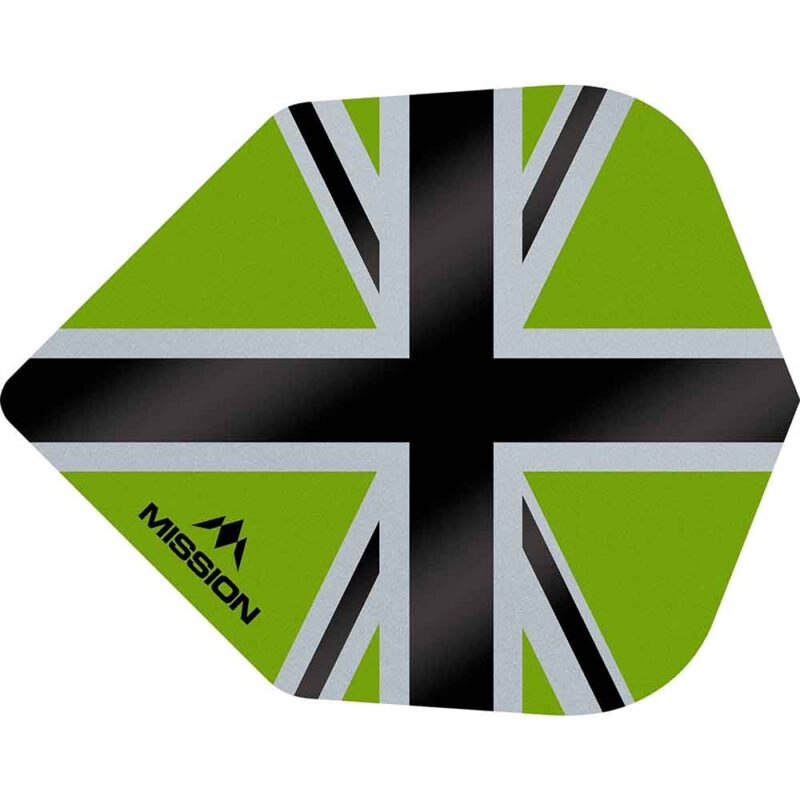 Billaresbalsalobre Plumas Mission Darts No6 Std Alliance-X Union Jack Negro Verde F3121 - Imagen 2