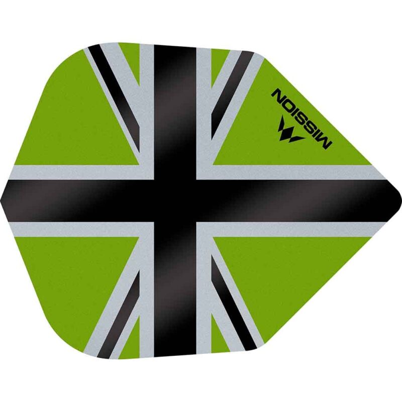 Billaresbalsalobre Plumas Mission Darts No6 Std Alliance-X Union Jack Negro Verde F3121 - Imagen 3