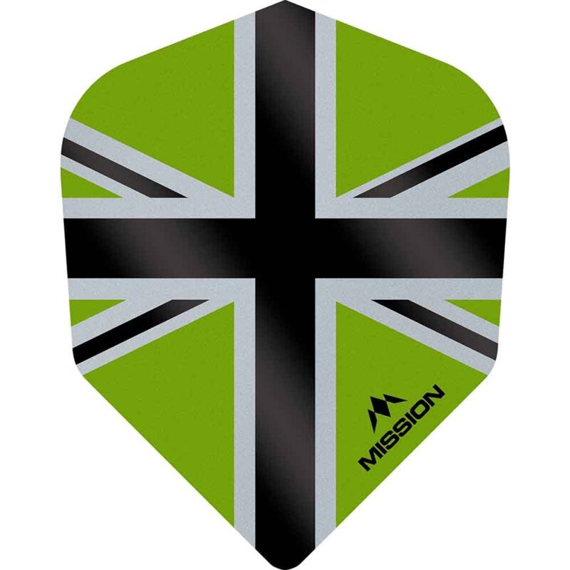 Billaresbalsalobre Plumas Mission Darts No6 Std Alliance-X Union Jack Negro Verde F3121