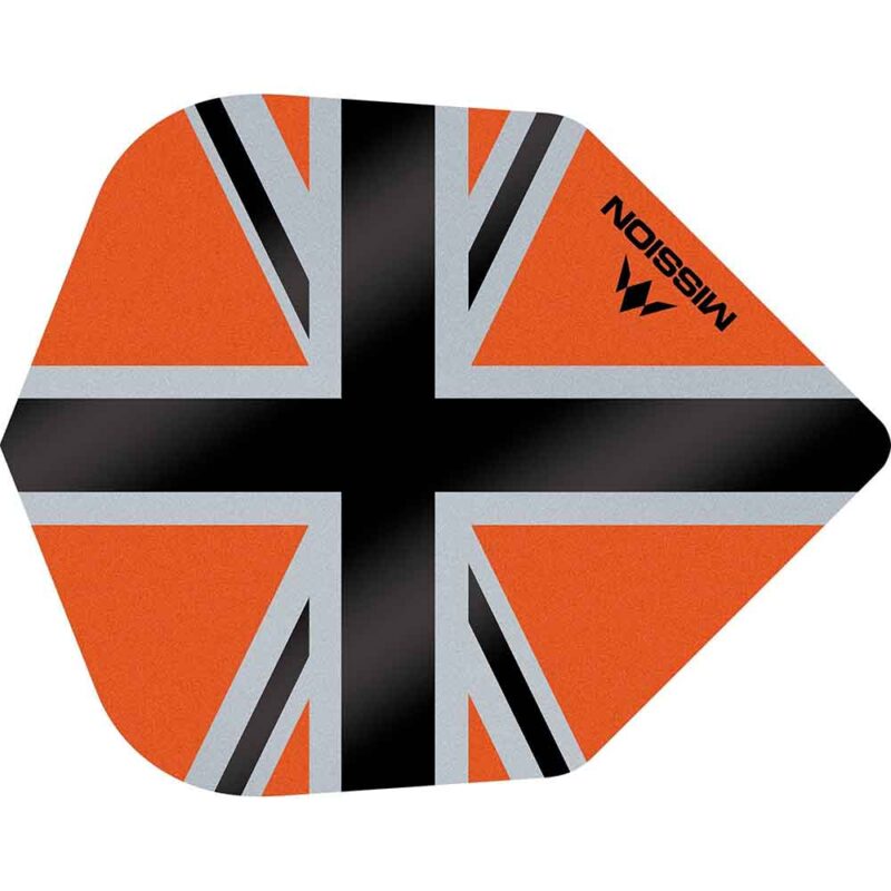 Billaresbalsalobre Plumas Mission Darts No6 Std Alliance-X Union Jack Negro Naranja F3122 - Imagen 2