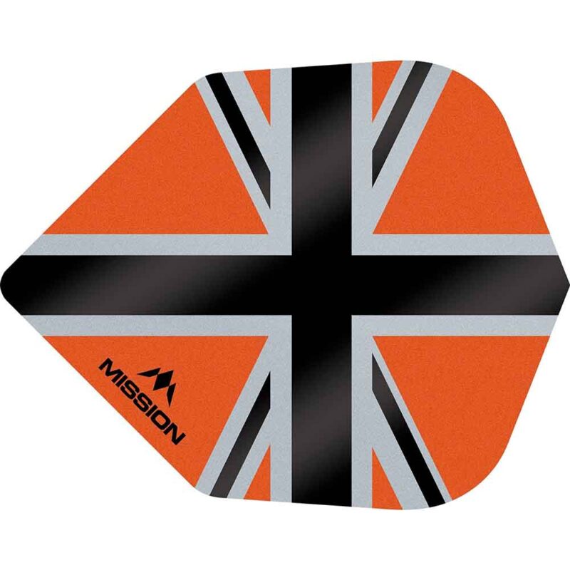 Billaresbalsalobre Plumas Mission Darts No6 Std Alliance-X Union Jack Negro Naranja F3122 - Imagen 3