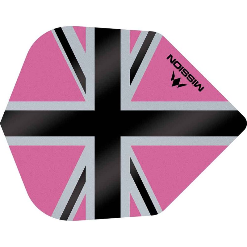 Billaresbalsalobre Plumas Mission Darts No6 Std Alliance-X Union Jack Negro Rosa F3124 - Imagen 2