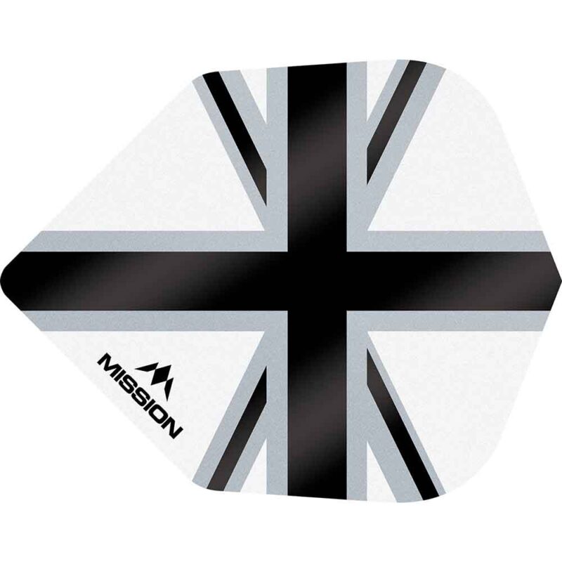 Billaresbalsalobre Plumas Mission Darts No6 Std Alliance-X Union Jack Negro Blanco F3125 - Imagen 2