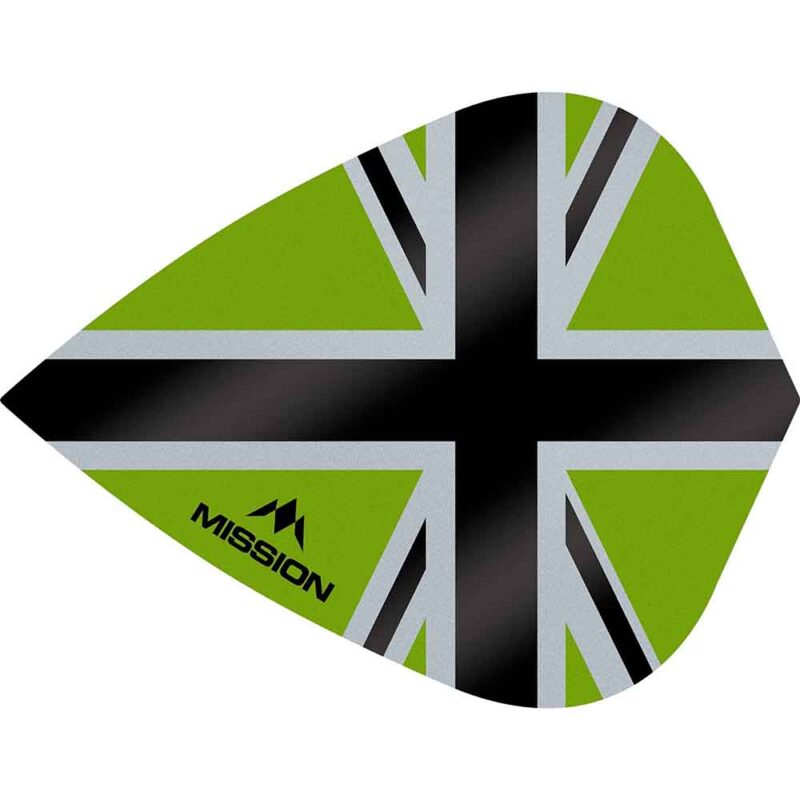 Billaresbalsalobre Plumas Mission Darts Kite Alliance-X Union Jack Negro Verde F3114 - Imagen 2
