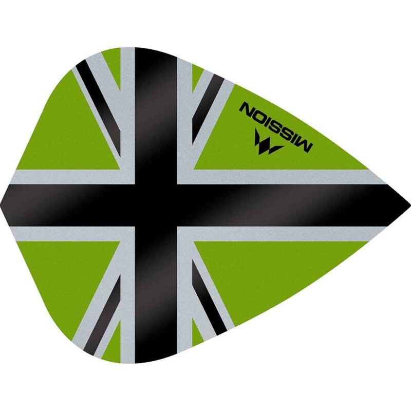 Billaresbalsalobre Plumas Mission Darts Kite Alliance-X Union Jack Negro Verde F3114 - Imagen 3