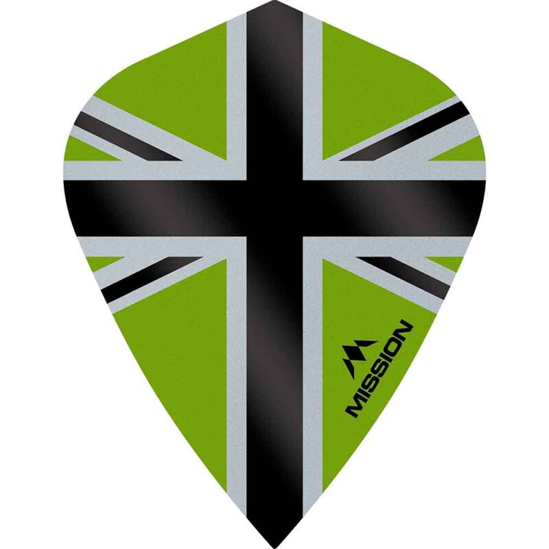 Billaresbalsalobre Plumas Mission Darts Kite Alliance-X Union Jack Negro Verde F3114