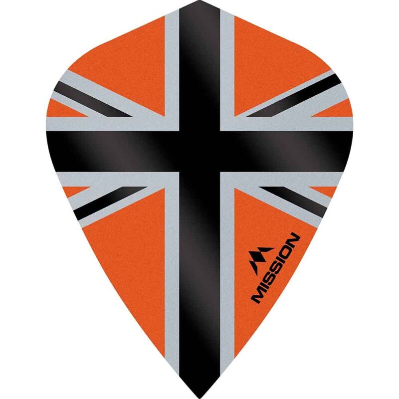 Billaresbalsalobre Plumas Mission Darts Kite Alliance-X Union Jack Negro Naranja F3115
