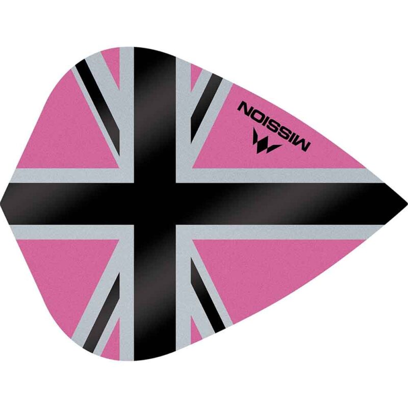 Billaresbalsalobre Plumas Mission Darts Kite Alliance-X Union Jack Negro Rosa F3117 - Imagen 2