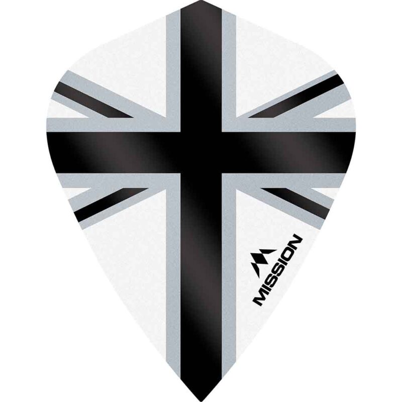 Billaresbalsalobre Plumas Mission Darts Kite Alliance-X Union Jack Negro Blanco F3118