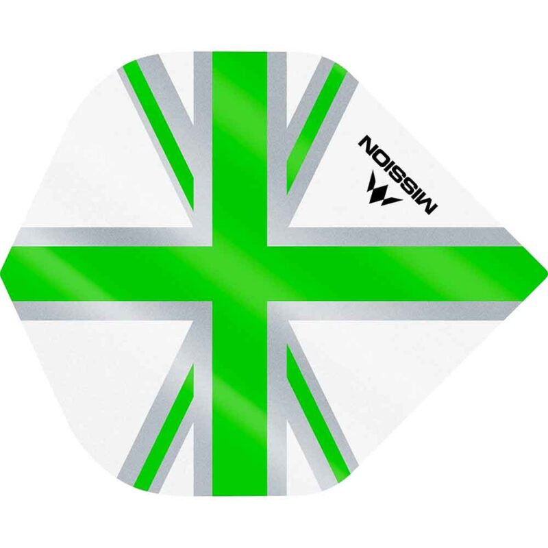 Billaresbalsalobre Plumas Mission Darts No2 Std Alliance Union Jack White Verde F3128 - Imagen 2