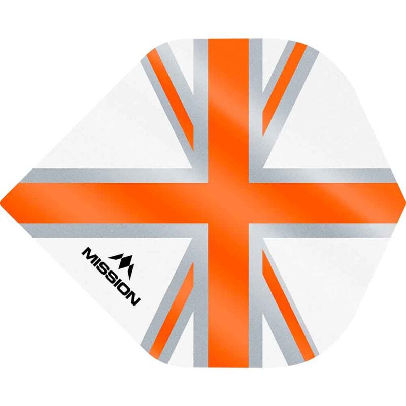 Billaresbalsalobre Plumas Mission Darts No2 Std Alliance Union Jack Blanco Naranja F3129 - Imagen 2