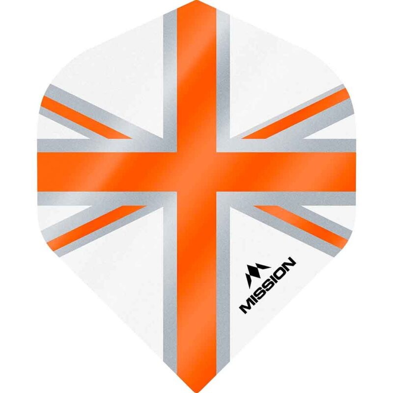 Billaresbalsalobre Plumas Mission Darts No2 Std Alliance Union Jack Blanco Naranja F3129