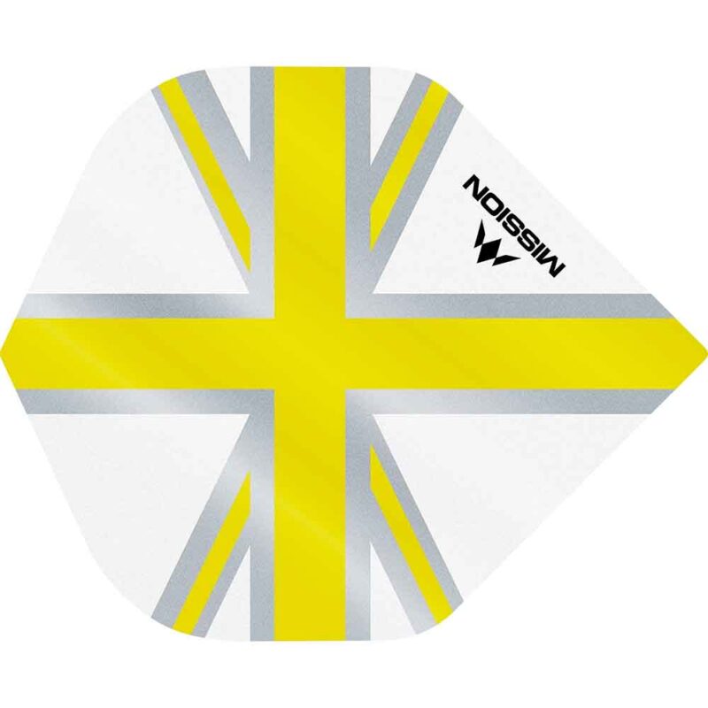 Billaresbalsalobre Plumas Mission Darts No2 Std Alliance Union Jack Blanco Amarillo F3130 - Imagen 2
