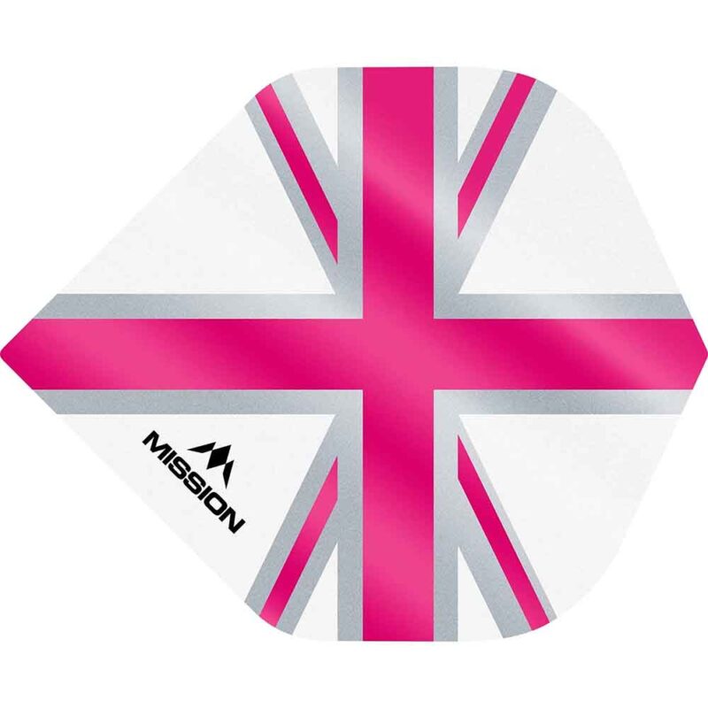 Billaresbalsalobre Plumas Mission Darts No2 Std Alliance Union Jack Blanco Rosa F3131 - Imagen 2