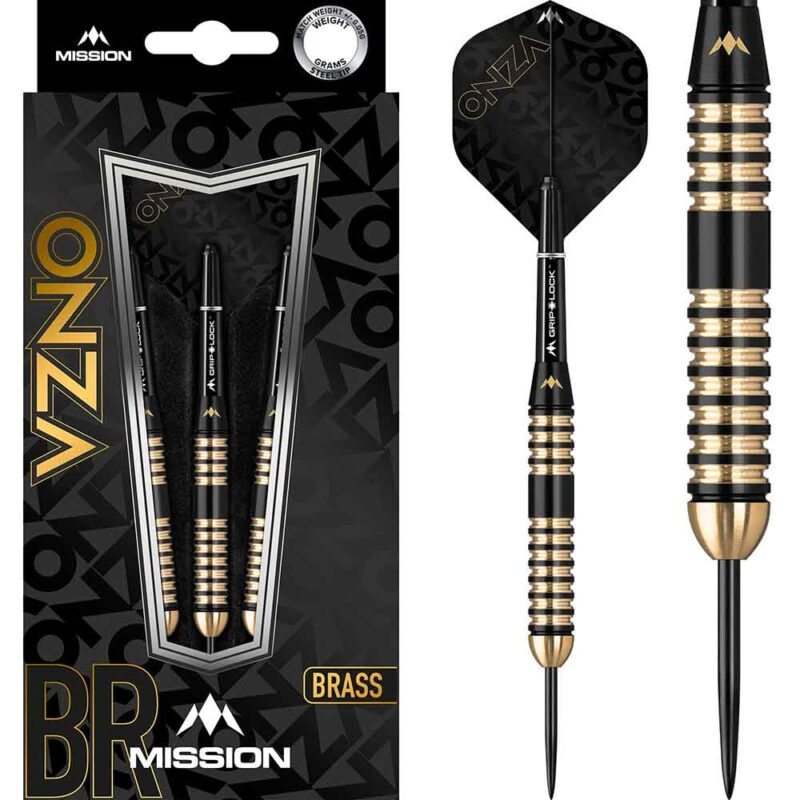 Billaresbalsalobre Dardos Onza M4 Mission Laton Dorado Negro 24g Punta Acero D1578 - Imagen 3