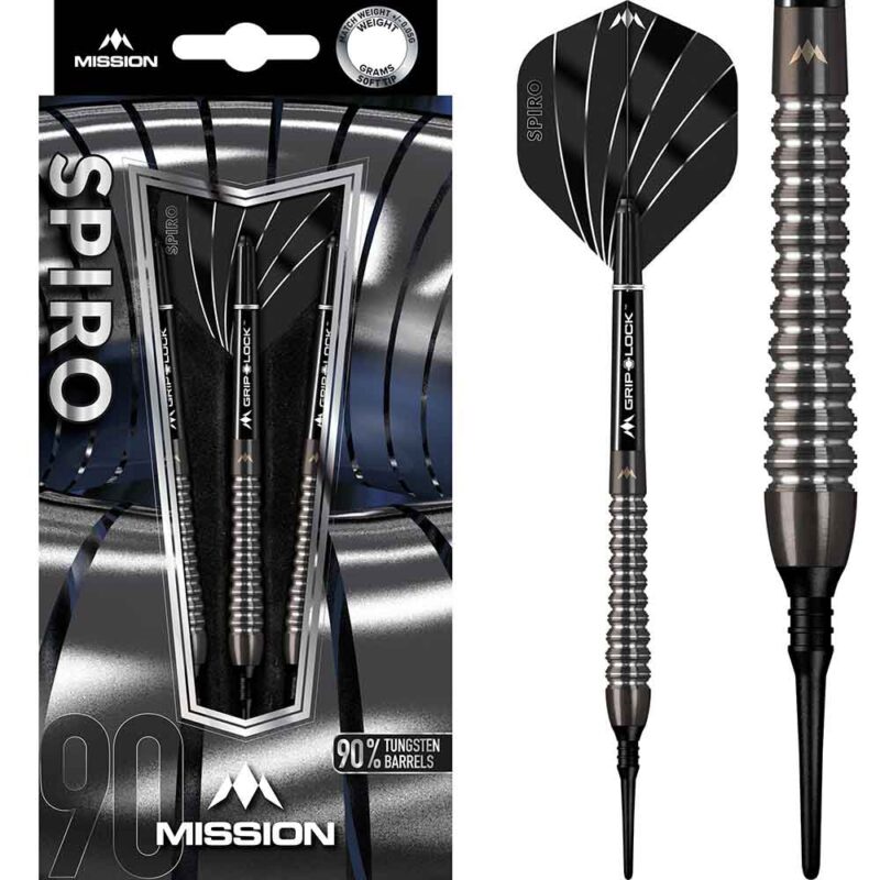 Billaresbalsalobre Dardos Mission Spiro Graphite PVD M2 Negro 90% 19g D9702 - Imagen 3