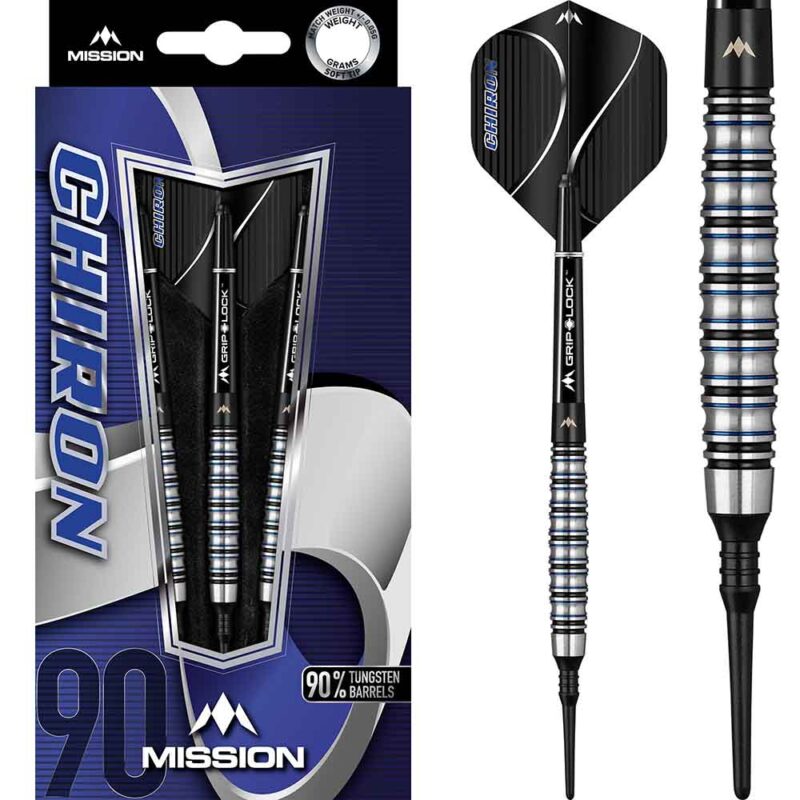 Billaresbalsalobre Dardos Mission Chiron M2 Electro Negro Azul 90% 21g D9636 - Imagen 3