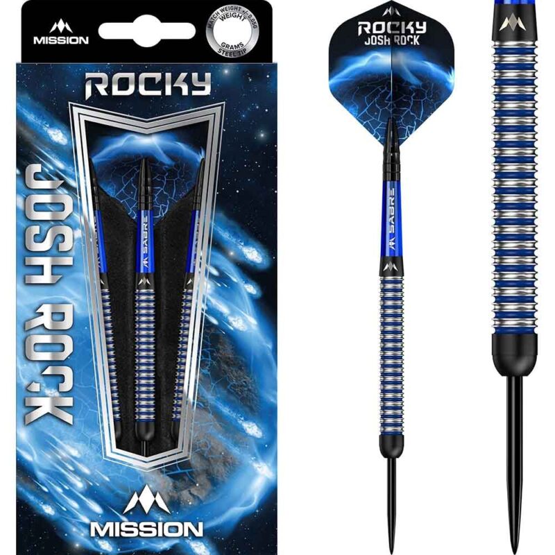 Billaresbalsalobre Dardos Mission Josh Rock The Rock Negro Azul 95% 26g D1610 - Imagen 3