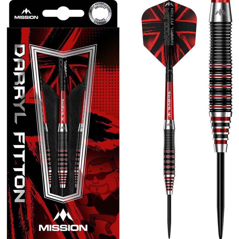 Billaresbalsalobre Dardos Mission Darryl Fitton Negro Rojo Electrico 95% 26g D1630 - Imagen 3