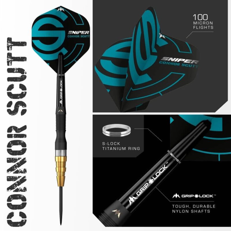 Billaresbalsalobre Dardos Connor Scutt  Mission Sniper Negro Dorado 24g 95% D1592 - Imagen 3