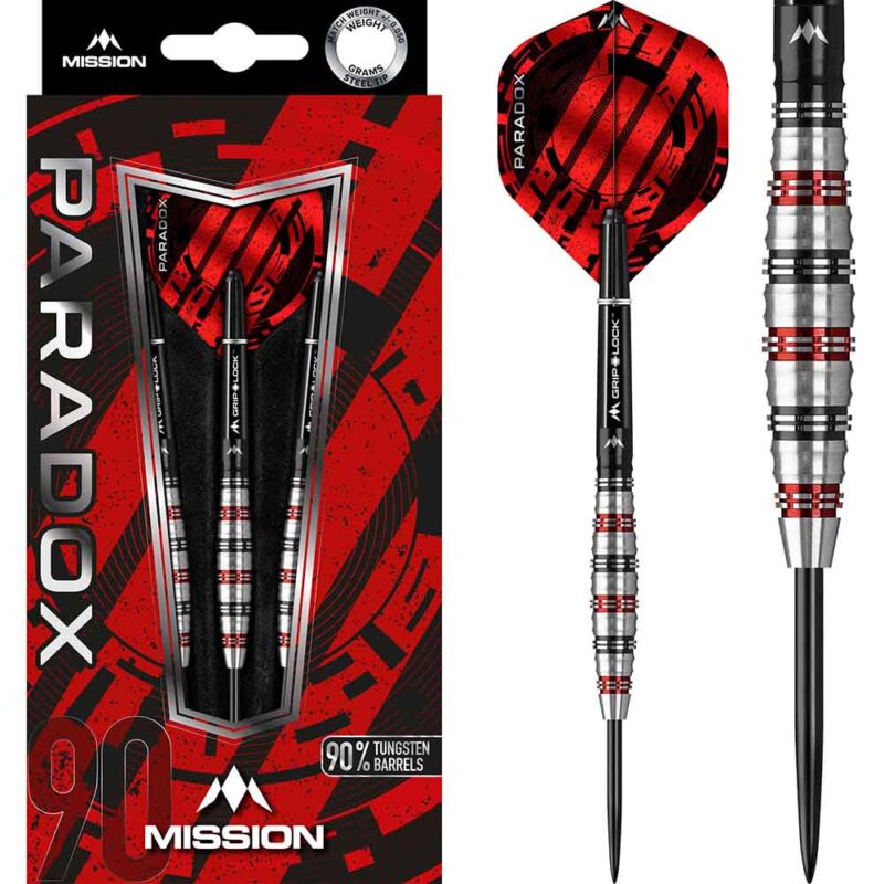 Billaresbalsalobre Dardos Mission Paradox M2 Curved Negro Rojo Electro 90% 26g D1568 - Imagen 3
