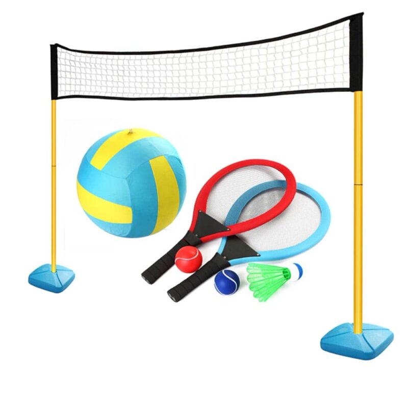 Billaresbalsalobre Juego 3 en 1 de Exterior para niños. Voliebol, Tenis y Bádminton 4792