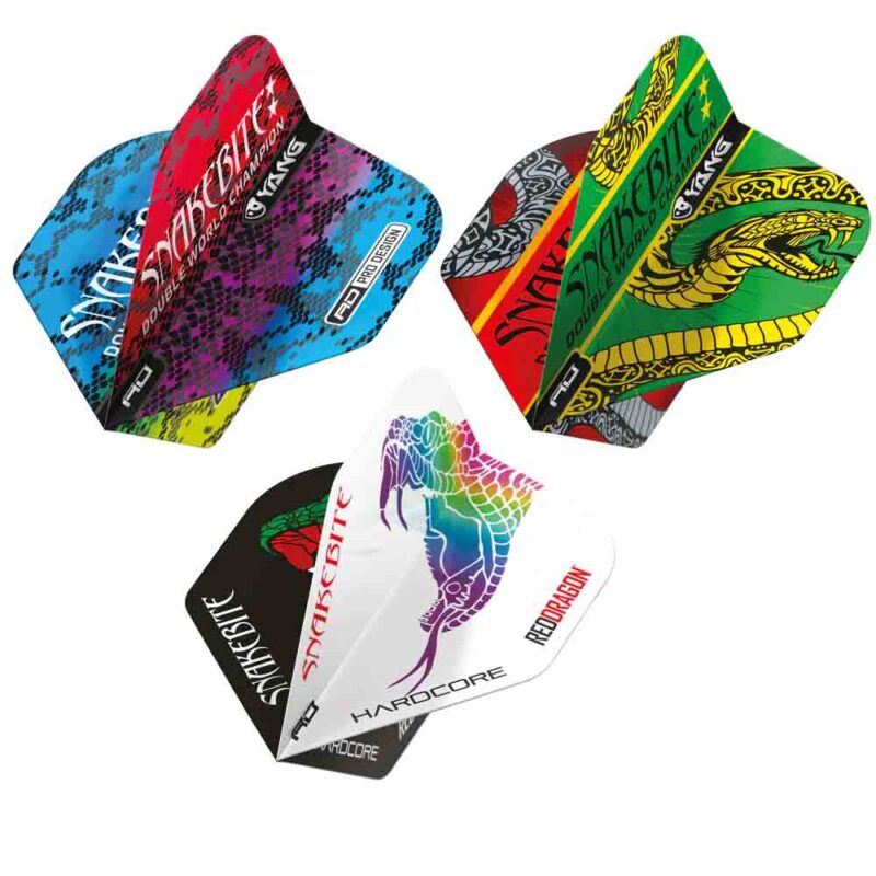 Billaresbalsalobre Plumas Flights Red Dragon Snakebite Yin Yang 2 sets 6 plumas  X859 - Imagen 6