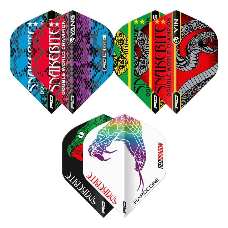 Billaresbalsalobre Plumas Flights Red Dragon Snakebite Yin Yang 2 sets 6 plumas  X859