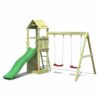 Billaresbalsalobre Parque infantil de madera para niños, torreta con tobogán y columpio doble Flappi S-03435-PK-XG-1