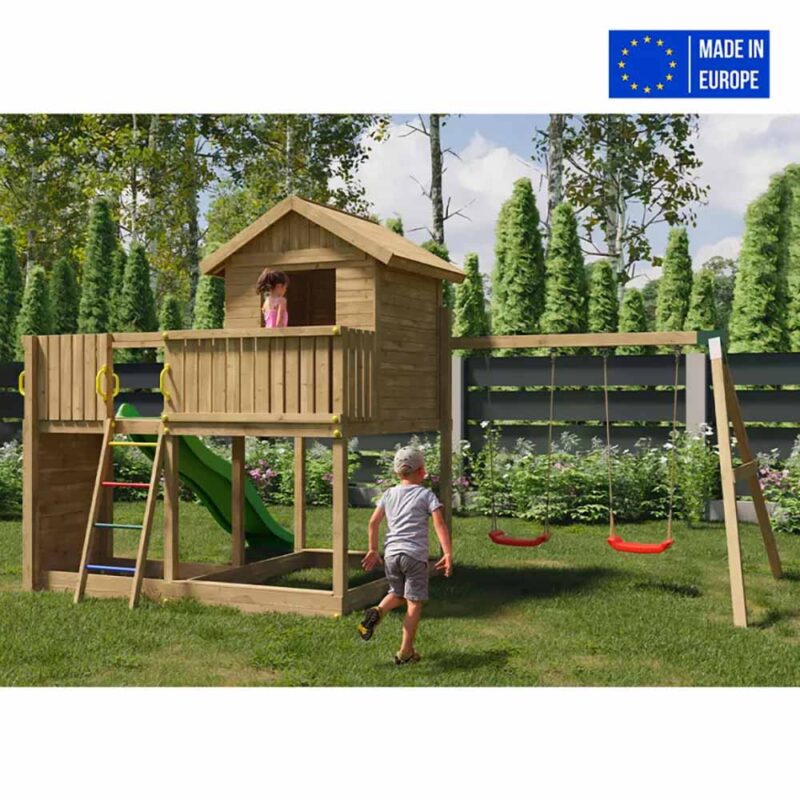 Billaresbalsalobre Jardín parque infantil casa trepadora tobogán doble columpio Galaxy L S-06930-P-K-XG-1 - Imagen 3