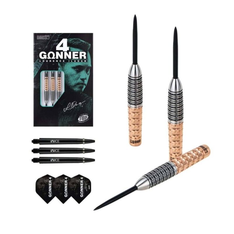 Billaresbalsalobre Dardos One80 Gunner 4 Lourence Ilagan Black Rose Oro 90% 23gr 9607 - Imagen 4