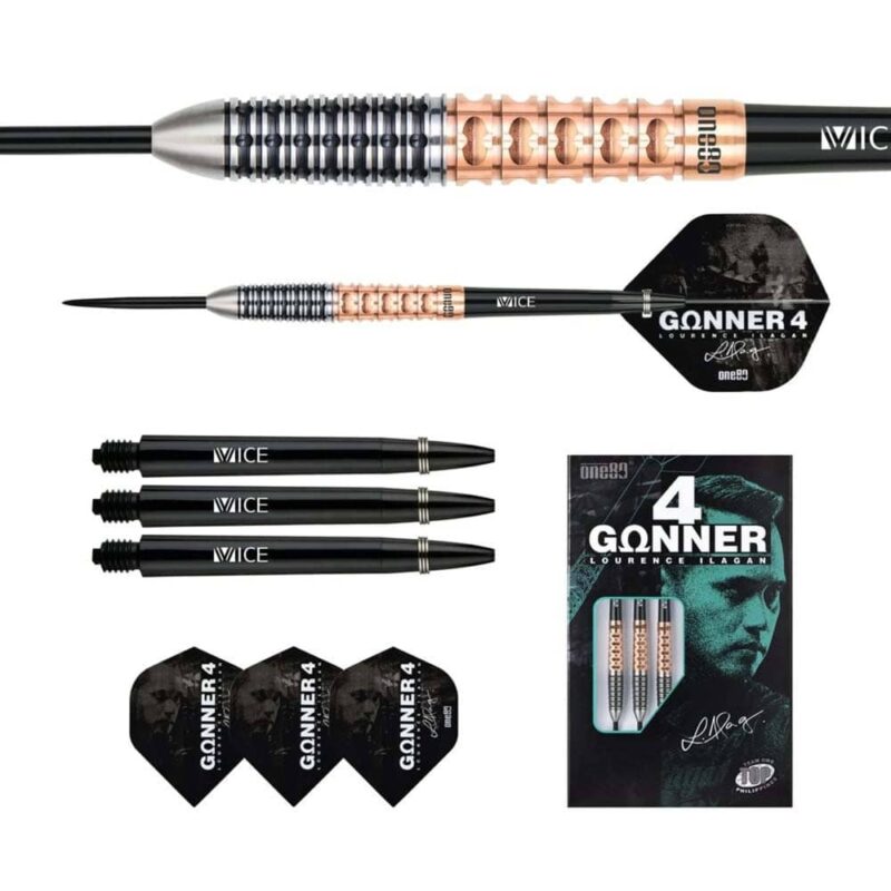 Billaresbalsalobre Dardos One80 Gunner 4 Lourence Ilagan Black Rose Oro 90% 23gr 9607 - Imagen 5