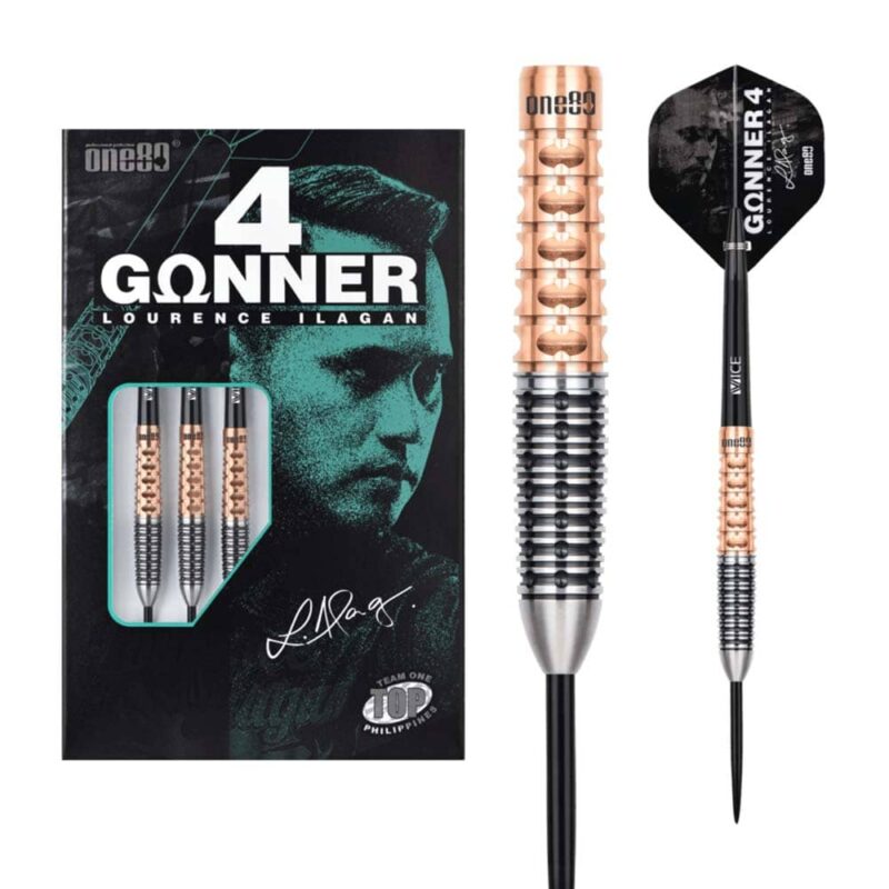 Billaresbalsalobre Dardos One80 Gunner 4 Lourence Ilagan Black Rose Oro 90% 23gr 9607 - Imagen 6