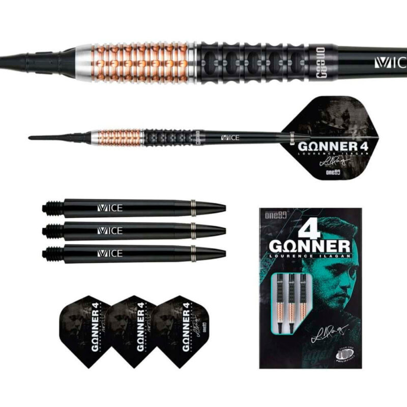 Billaresbalsalobre Dardos One80 Gunner 4 Lourence Ilagan Black Rose Oro 90% 20.5gr 9604 - Imagen 2