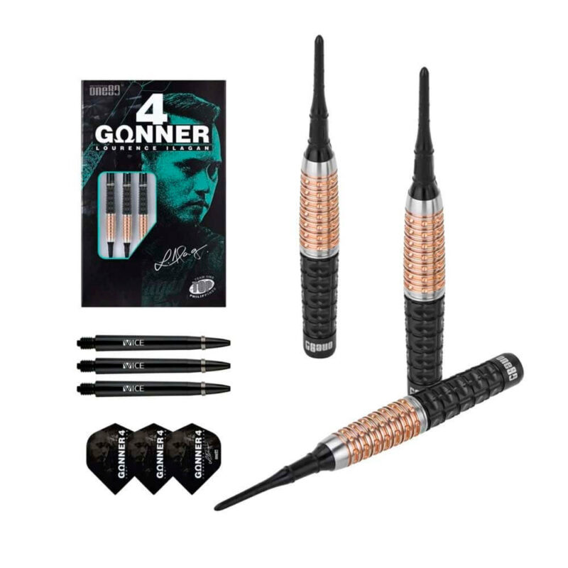 Billaresbalsalobre Dardos One80 Gunner 4 Lourence Ilagan Black Rose Oro 90% 20.5gr 9604 - Imagen 3
