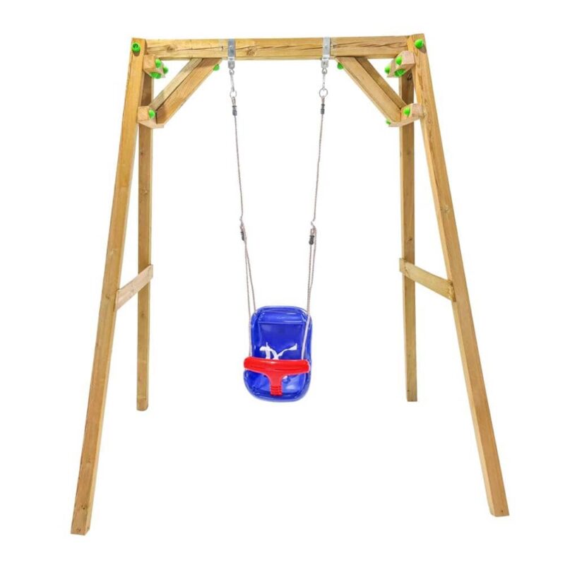 Billaresbalsalobre Columpio de madera cuadrada Masgames Xylo XL individual con Asiento de Bebé MA700039
