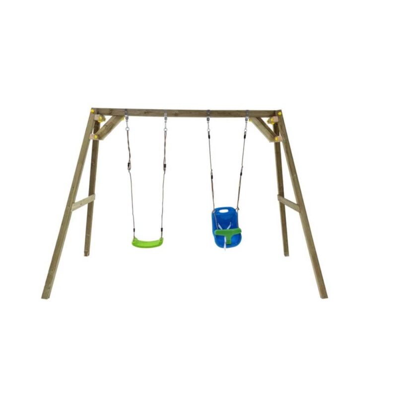 Billaresbalsalobre Columpio de madera cuadrada Masgames Xylo doble con Asiento de Bebé MA700065 - Imagen 2