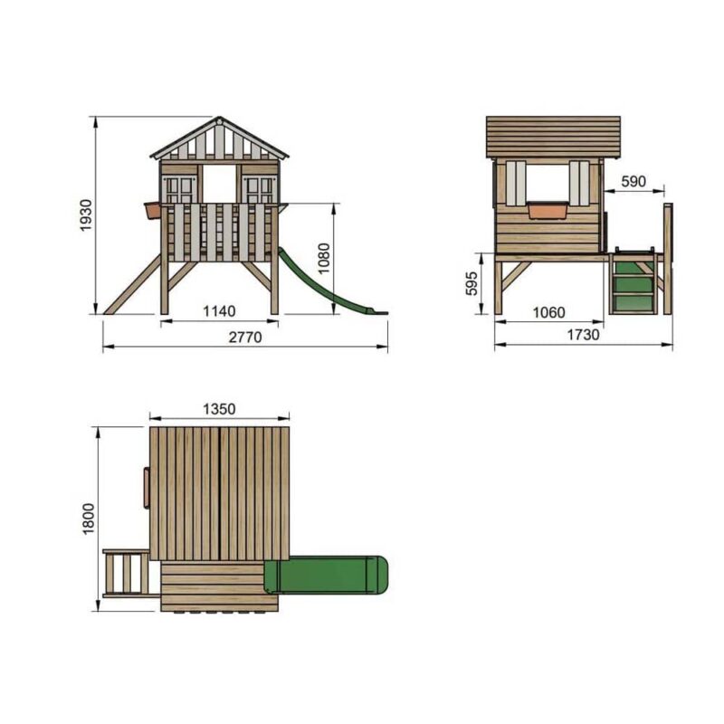 Billaresbalsalobre Casita infantil elevada de madera Masgames Lollipop blanca con tobogán MA800537 - Imagen 2