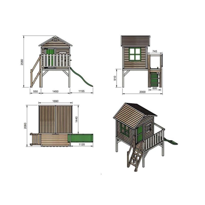 Billaresbalsalobre Casita elevada Masgames Flam (90 cm) madera panelada MA809585X - Imagen 7