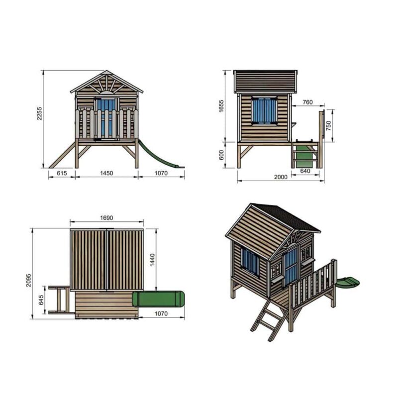 Billaresbalsalobre Casita elevada Masgames Visby (60 cm altura) madera panelada MA806599X - Imagen 6