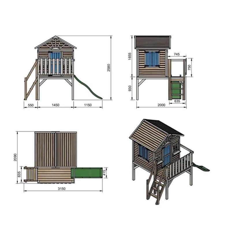 Billaresbalsalobre Casita elevada Masgames Visby (90 cm altura) madera panelada MA809599X - Imagen 6