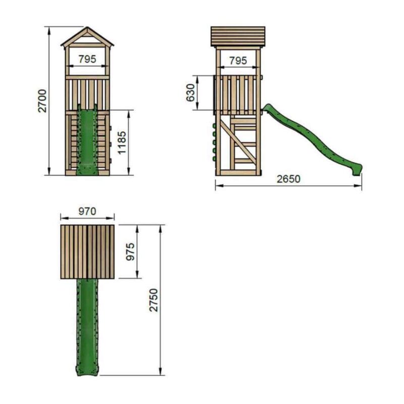 Billaresbalsalobre Parque infantil Masgames Carlit L con techo de madera y pared de escalada MA700267 - Imagen 2