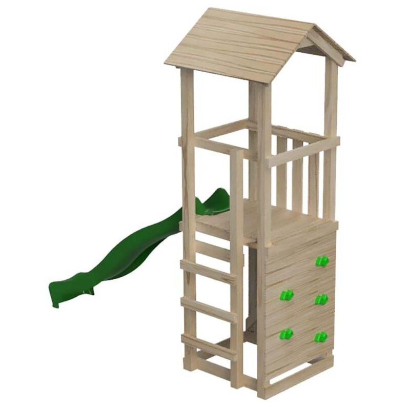 Billaresbalsalobre Parque infantil Masgames Carlit L con techo de madera y pared de escalada MA700267