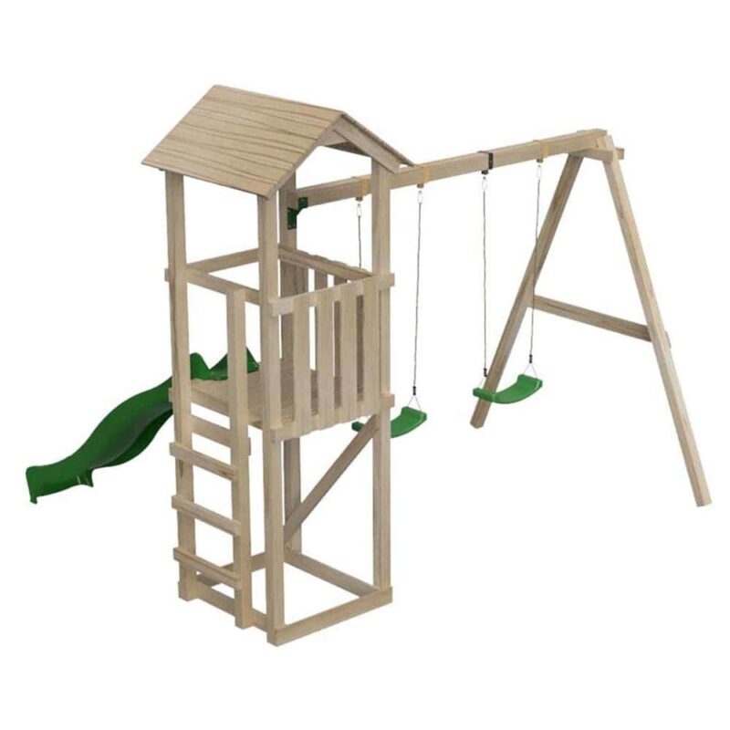 Billaresbalsalobre Parque infantil Masgames Carlit L con techo de madera y columpio doble MA700266