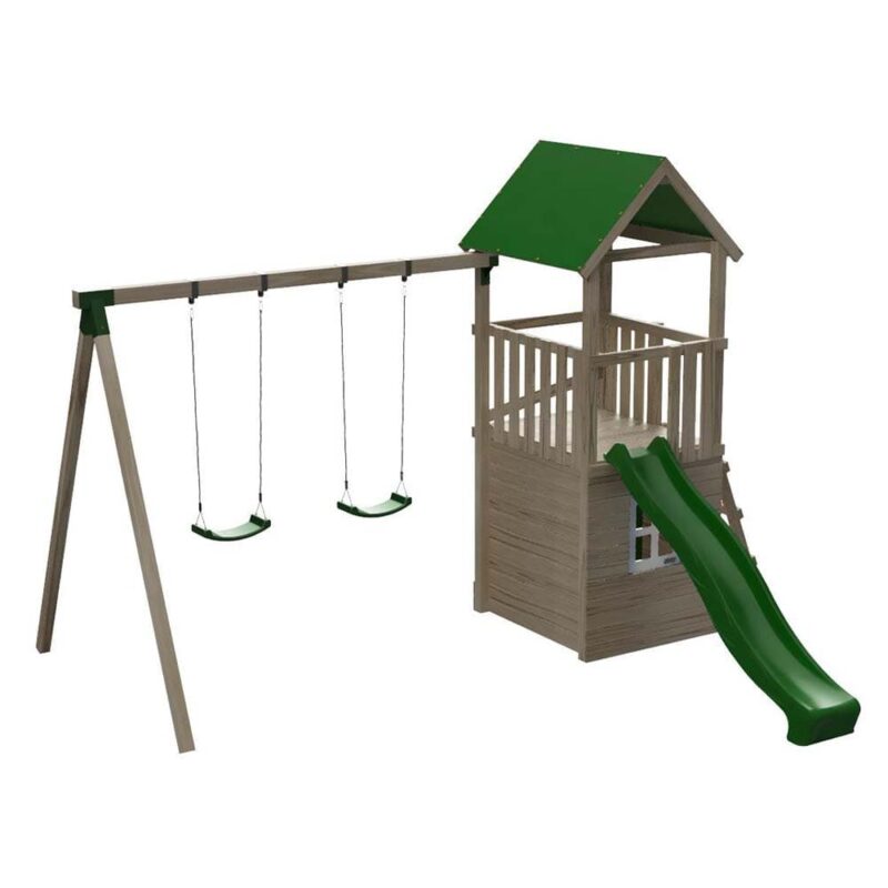 Billaresbalsalobre Parque infantil Masgames Tibidabo L con techo de lona, rampa de escalada y columpio doble MA700213 - Imagen 2
