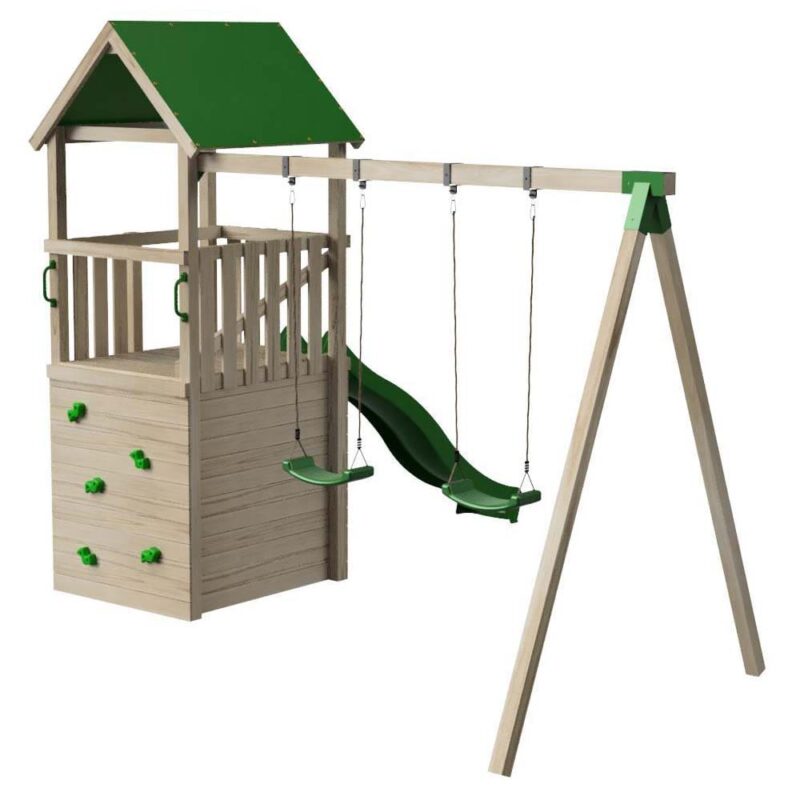 Billaresbalsalobre Parque infantil Masgames Tibidabo L con techo de lona, rampa de escalada y columpio doble MA700213