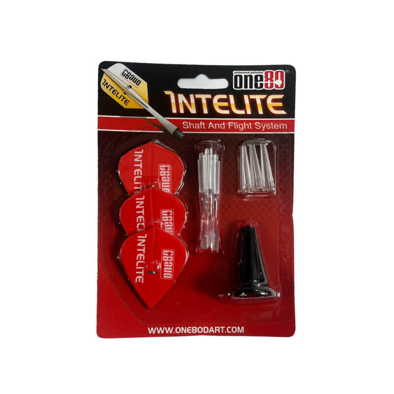 Billaresbalsalobre One80 Starter Pack Cañas Intelite Mediana Transparente + Plumas Kite Roja + Aplicador