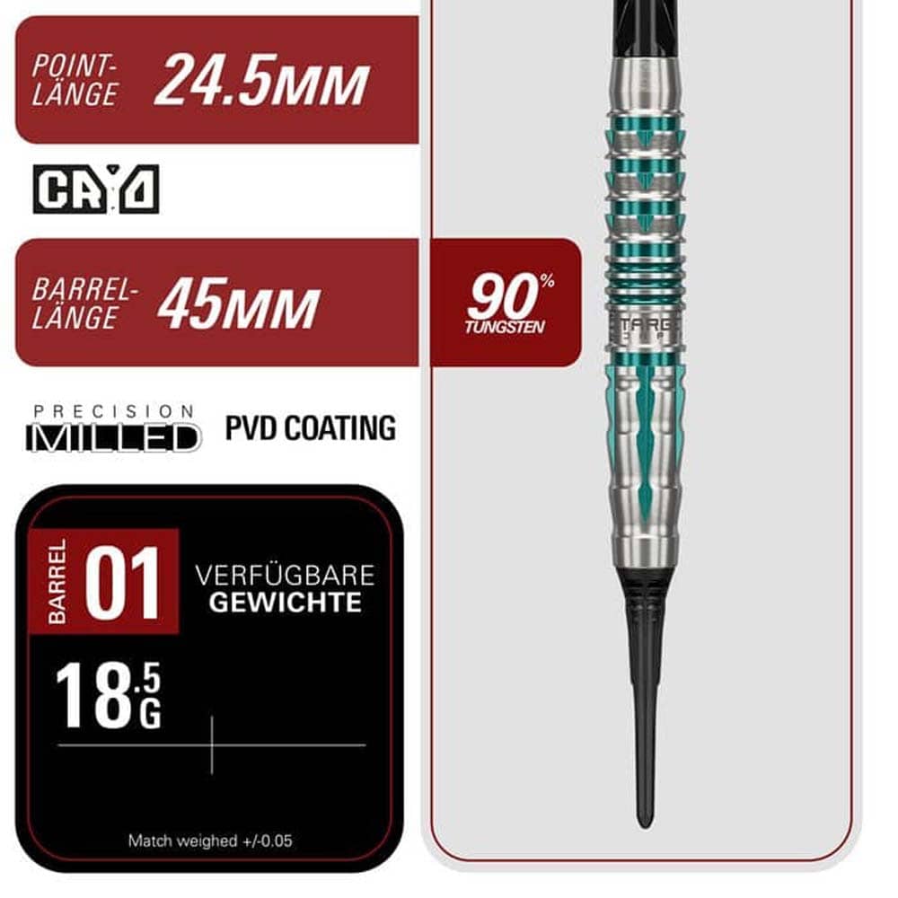 Billaresbalsalobre Dardos Target Japan Black Marque Pierce 90% 18.5gr 210804 - Imagen 2